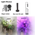 لامپ رشد گیاه لایت میژن مدل sunwar 20 وات . در تصویر مجیم هولدر لایت میژن بصورت اسمبل نشده قابل مشاهده است . همچنین لامپ رشد گیاه sunwar plus 20 وات دیده میشود و اتصال این دو محصول به یکدیگر نمایش داده شده است .