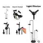 چراغ رشد گیاه لایت میژین مدل سانرایز sunrise 15 watt Fullspectrum 15 watt 30 watt دارای گارانتی در تصویر به قابلیت اتصال آهنربایی لامپ به پایه اشاره میکند